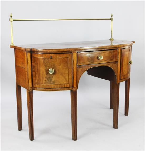 A Regency inlaid mahogany bowfront sideboard, W.4ft 6in. D.2ft 1in. H.4ft 3in.